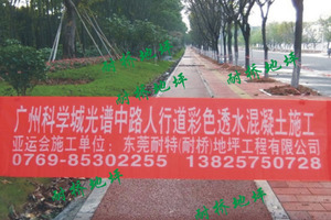 广州光谱中路自行车道彩色透水混凝土